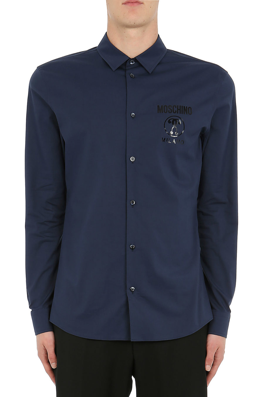 Camisa Moschino Couture azul con logo y doble pregunta en el lateral - 0204 7036 0510