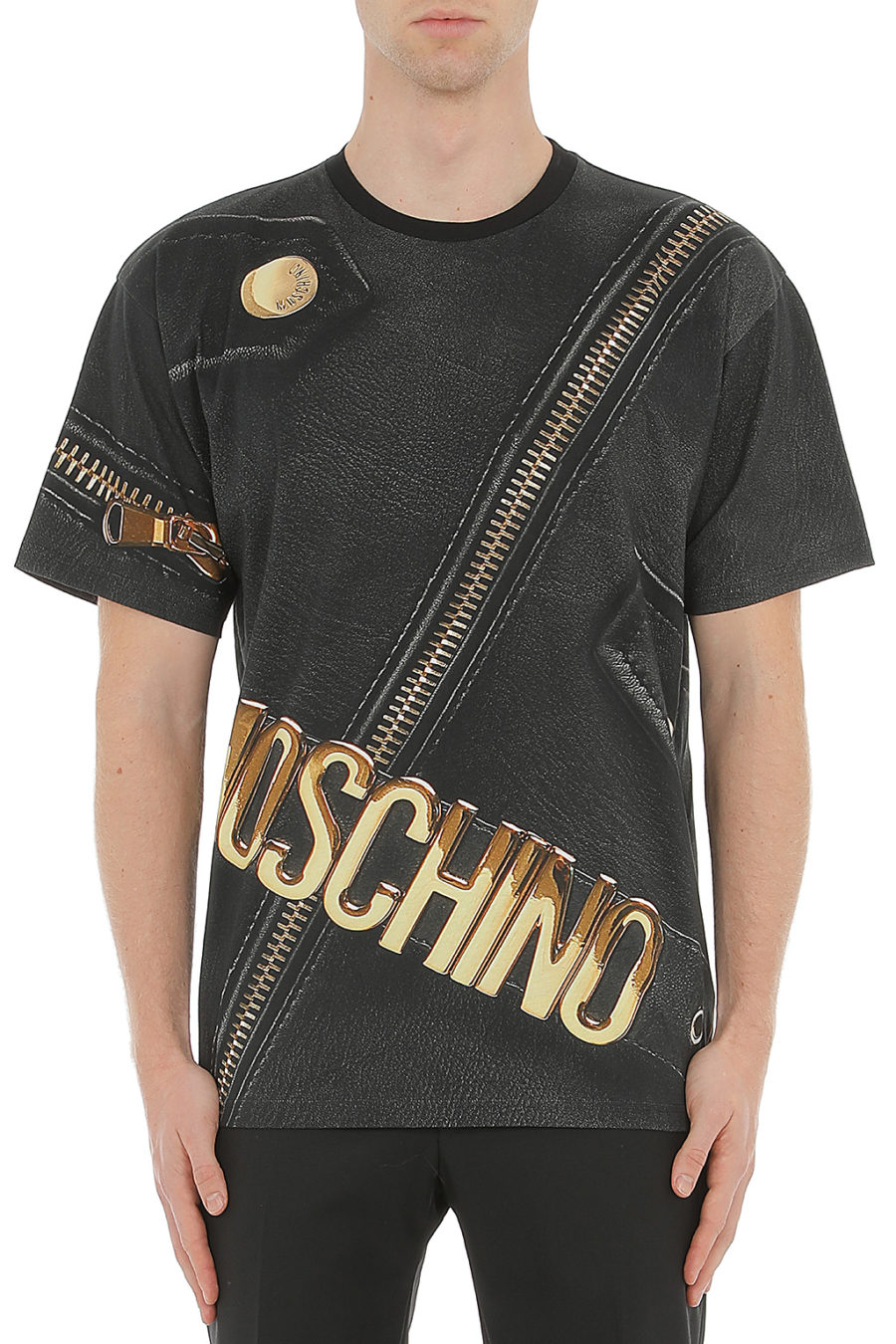 T-shirt Moschino Couture preta com fecho dourado - 0709 5240 1888