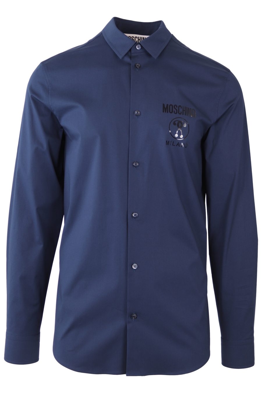 Camisa Moschino Couture azul con logo y doble pregunta en el lateral - 4822e6d3234c6a6652b8a6acff9b7fa8b3f73a91