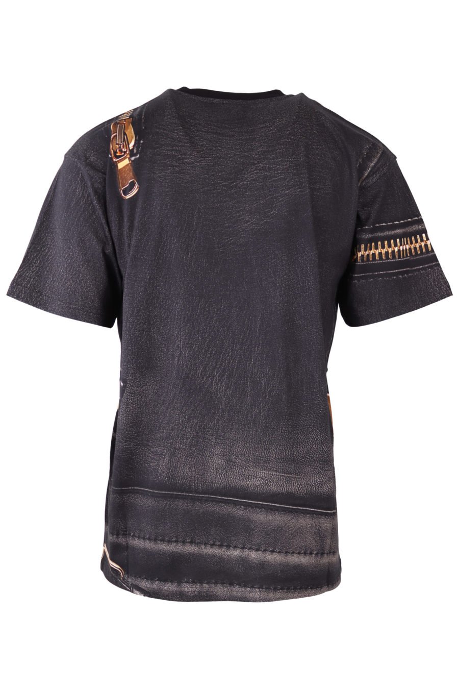 T-shirt Moschino Couture noir avec fermeture éclair dorée - IMG 6516 à l'échelle