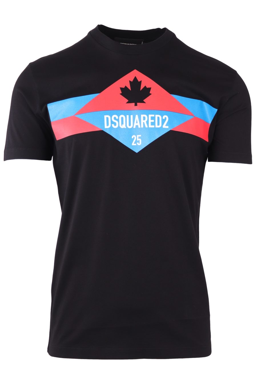 T-shirt Dsquared2 schwarz mit blauem und rotem Logo - 81cbf493f2de3eb486d6779ff174133b90efb2ed