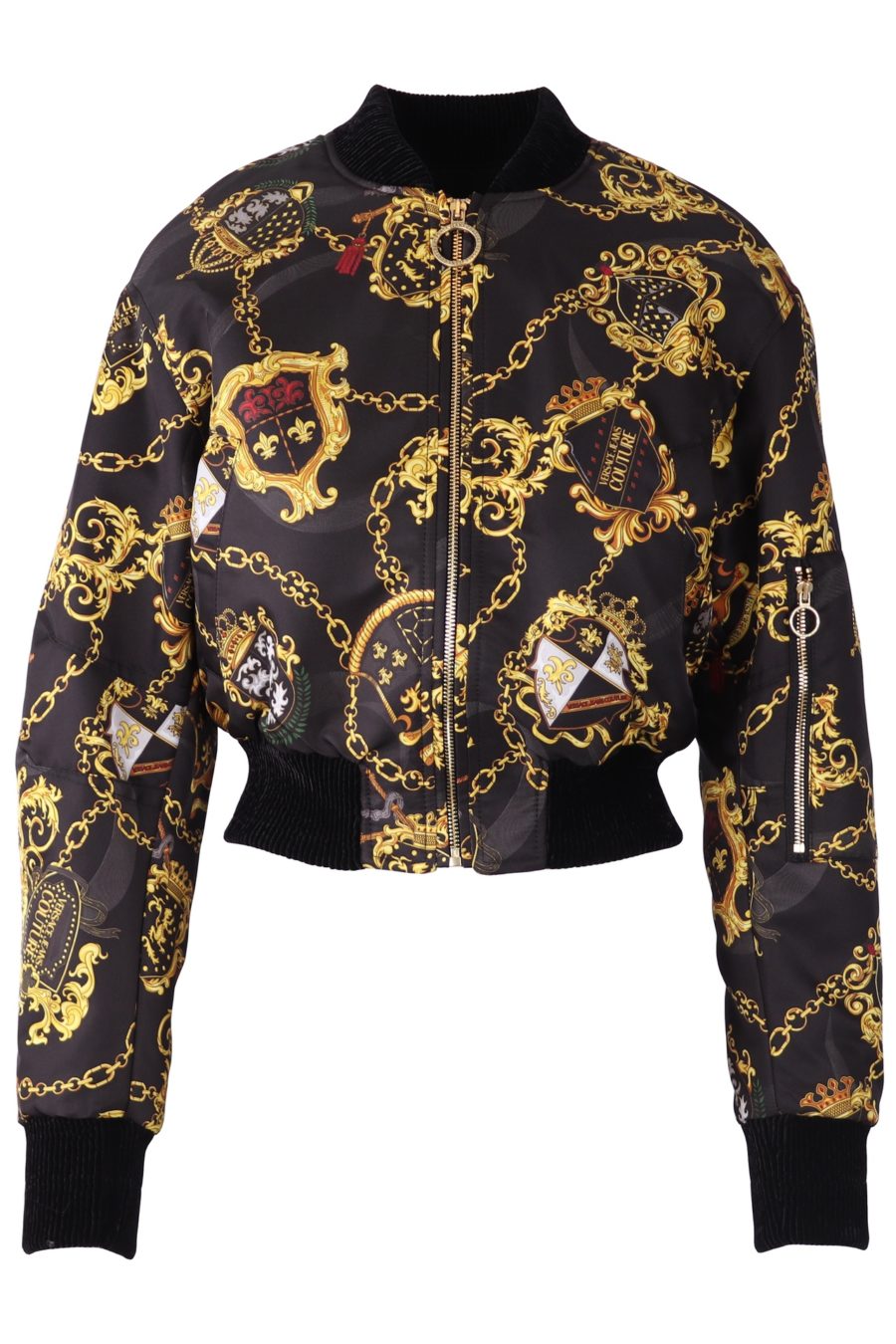 Casaco bomber Versace Jeans Couture preto com estampado barroco - 9931ad97ba036465d28420adbf29d54bde0b93f9