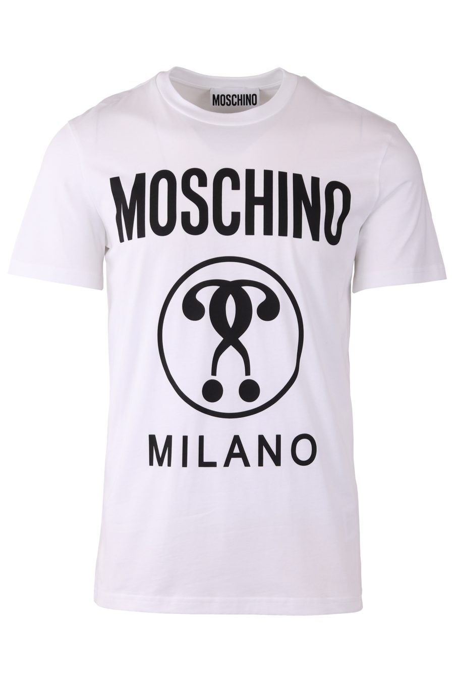 Moschino Couture reguläres weißes T-Shirt mit doppelter Logofrage - 5283ced6179d5abe89880b52e121c9f7140d53e4