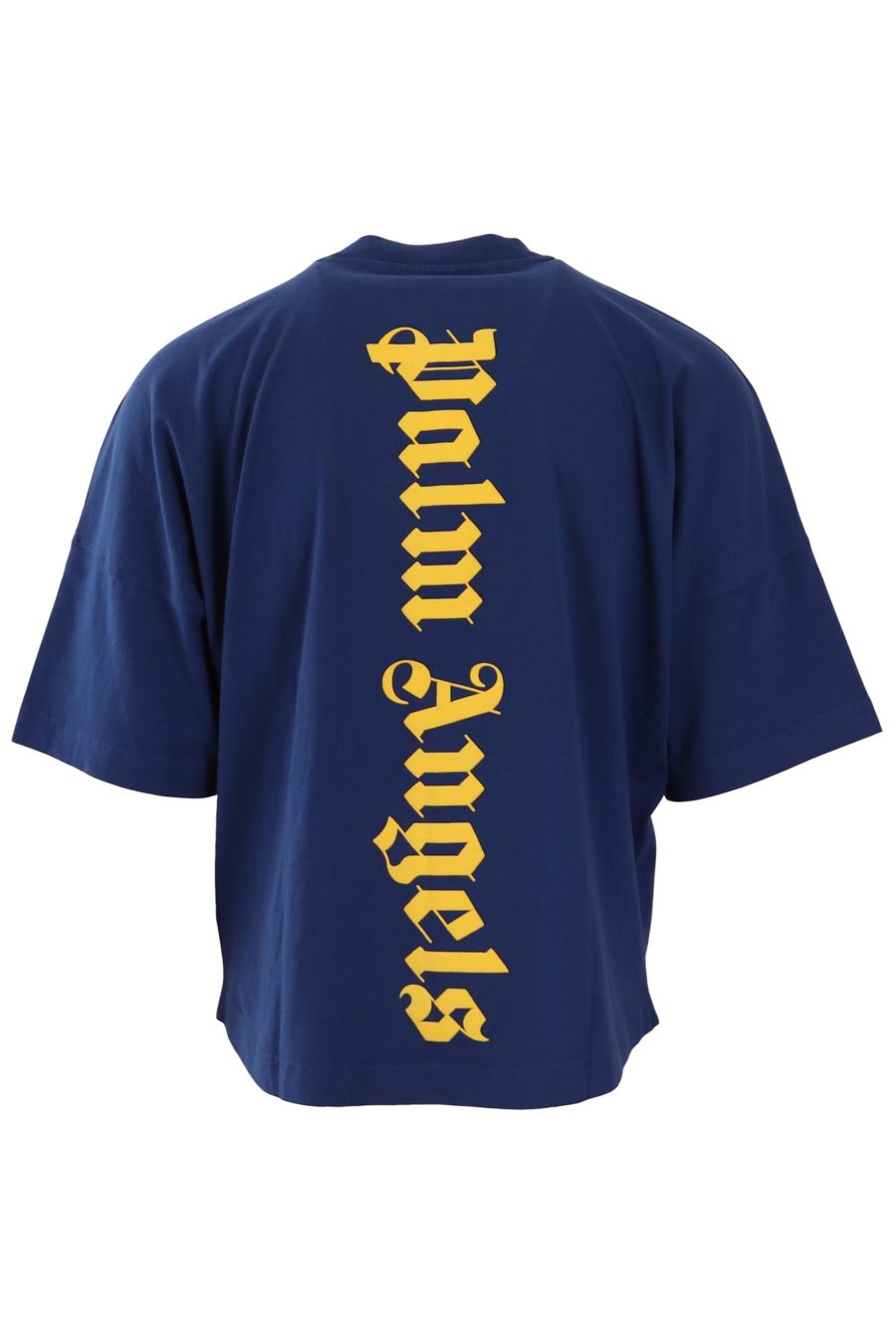 T-Shirt Palm Angels blau mit gelbem vertikalen Logo - 113846a199eb7415c5e0fba74dbfd24d340e2a8d