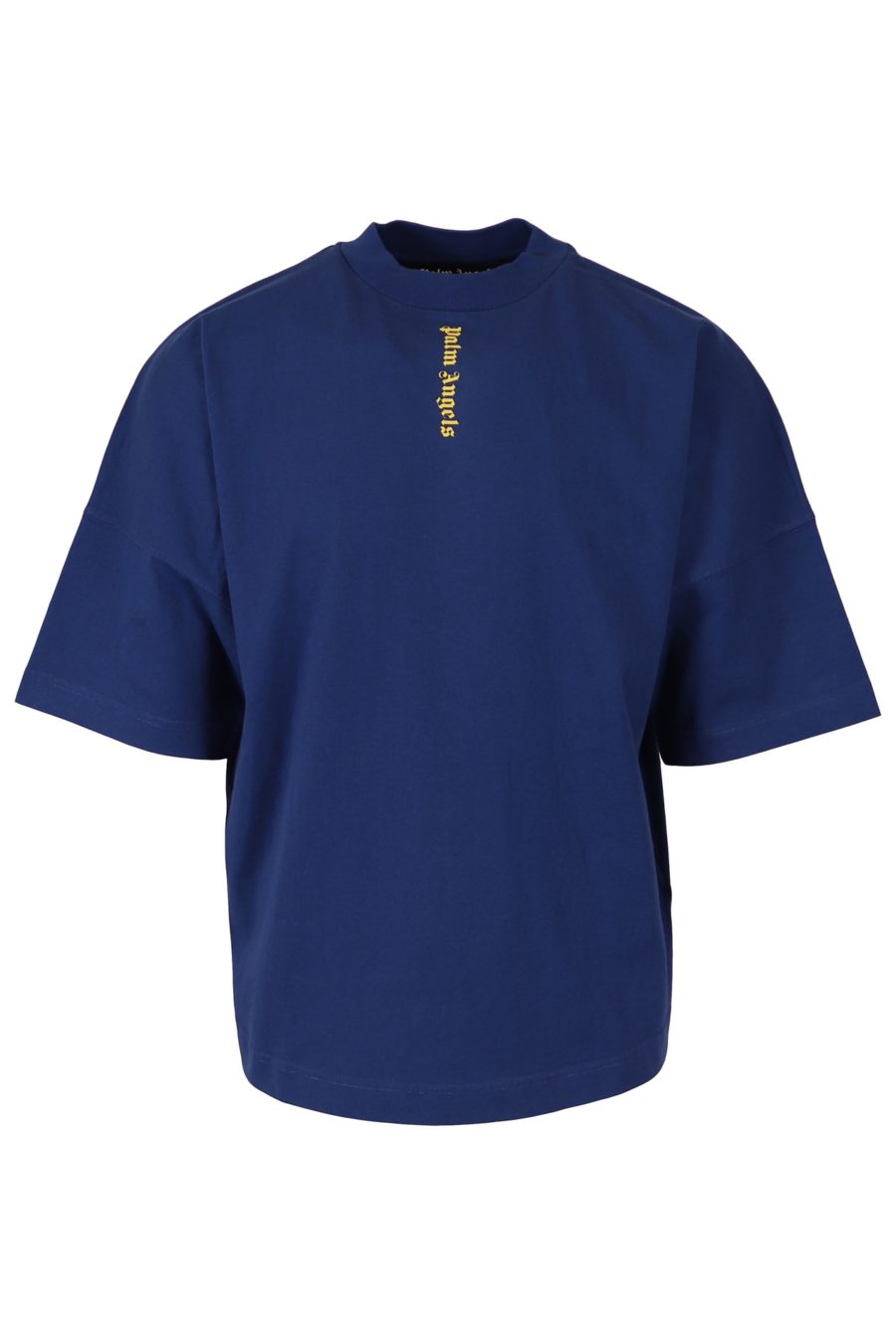 T-shirt Palm Angels azul com logótipo vertical amarelo - 903bc0ec2a8179621e1724c2dbadc8330e1ccbd6