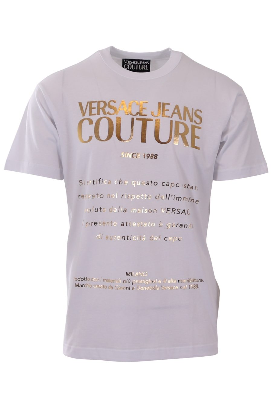 Camiseta regular Versace Jeans Couture blanca con escrito dorado - b9c8a5d643c3b1c66a9889b0ea31a4a540507229