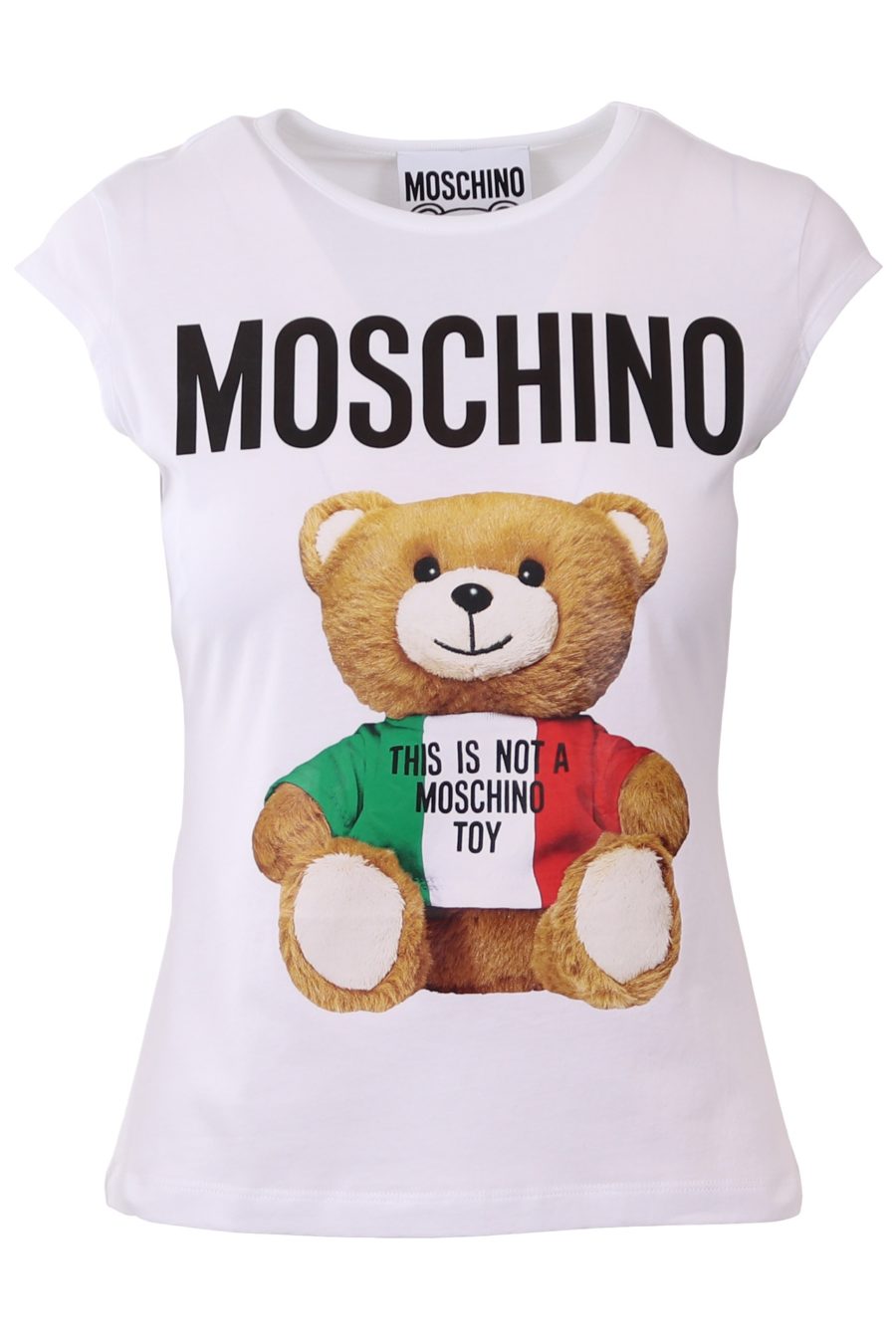 Moschino Couture weißes T-Shirt mit italienischem Bär - d2de5bca3304b89fbb4a4dd225721b54f6873677