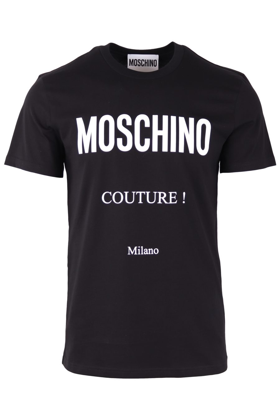 Moschino Couture Milano schwarzes T-Shirt mit weißem Logo - de6a9afcb66a3de959dc7514b18fe37bbf5e4108