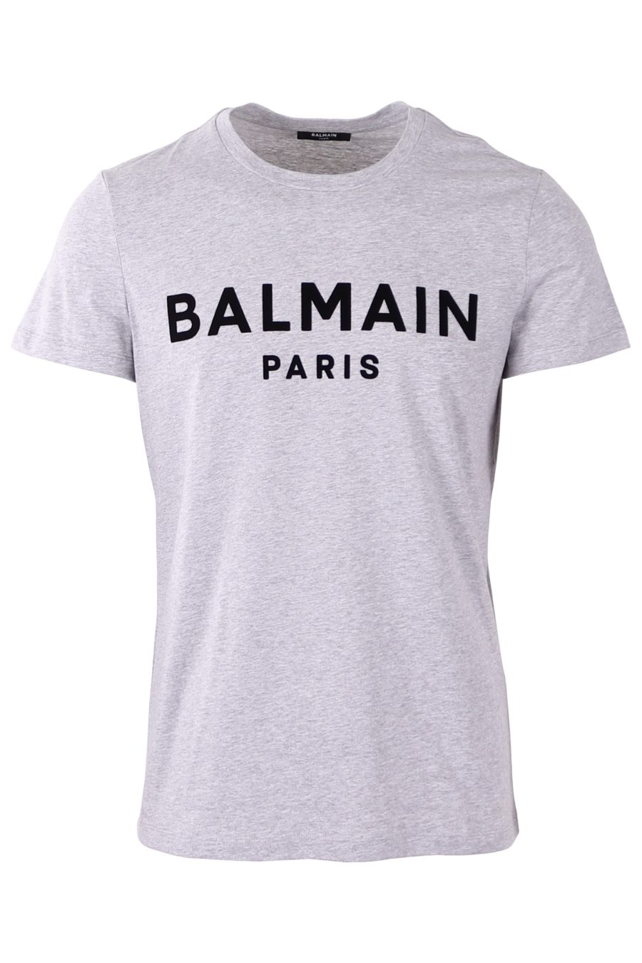Camiseta Balmain gris con logo afelpado - 06eab78591b1e4829dc4eb194f83d199d3cb2e62