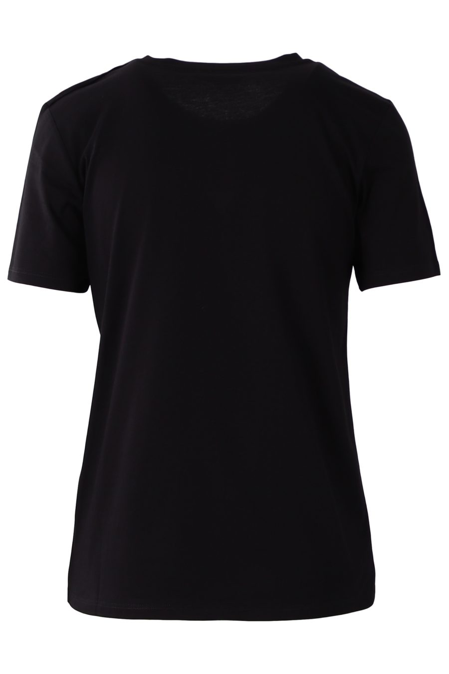 Camiseta Balmain negra con botones y logo terciopelo - 619c7fa650886fcb99c2f969110ce7b676649819