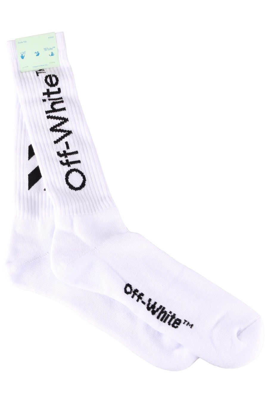 Calcetines Off-White blancos con rayas negras - bfc43a53f0db61a19713258f09c9d6598d19f896