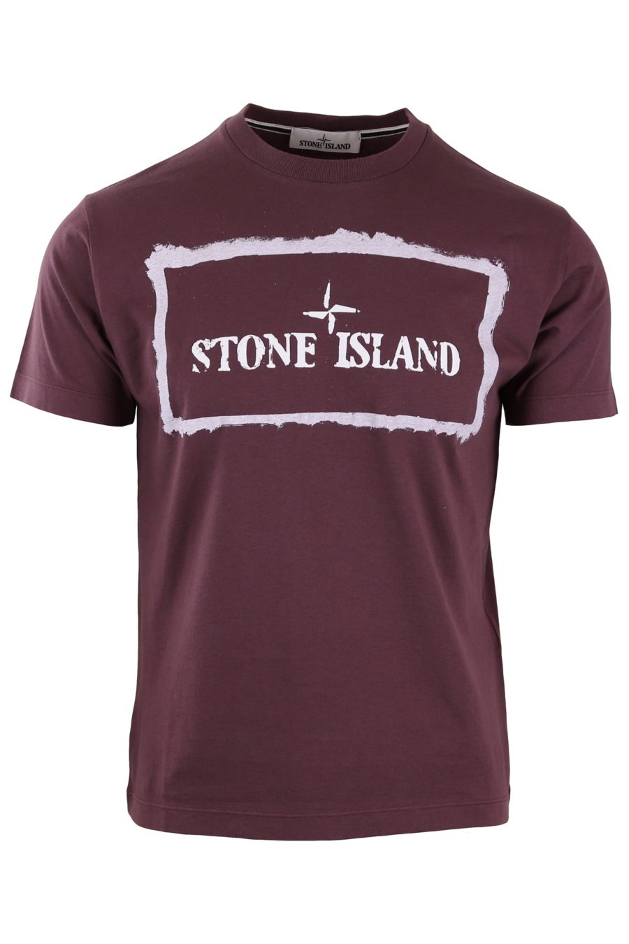 T-shirt Stone Island burgundy logo white - fb34f081377006574e4db05afbdb1d5403d65410