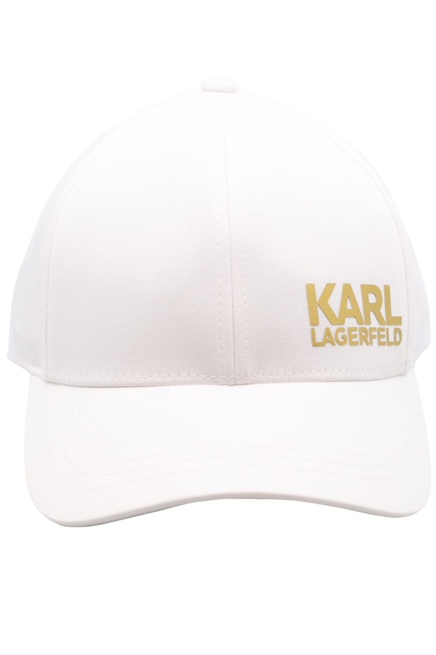 White cap with gold "Karl Legerfeld" logo - 49cf6fa7d1f87a3d39db31d609bdb6cf443a88e4