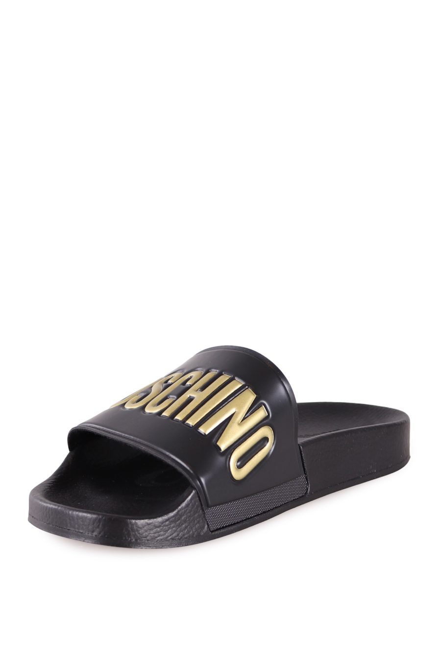 Moschino Couture tongs noires avec logo doré - aa6472c0eabfd89c0c544a3de78cf30000589c59