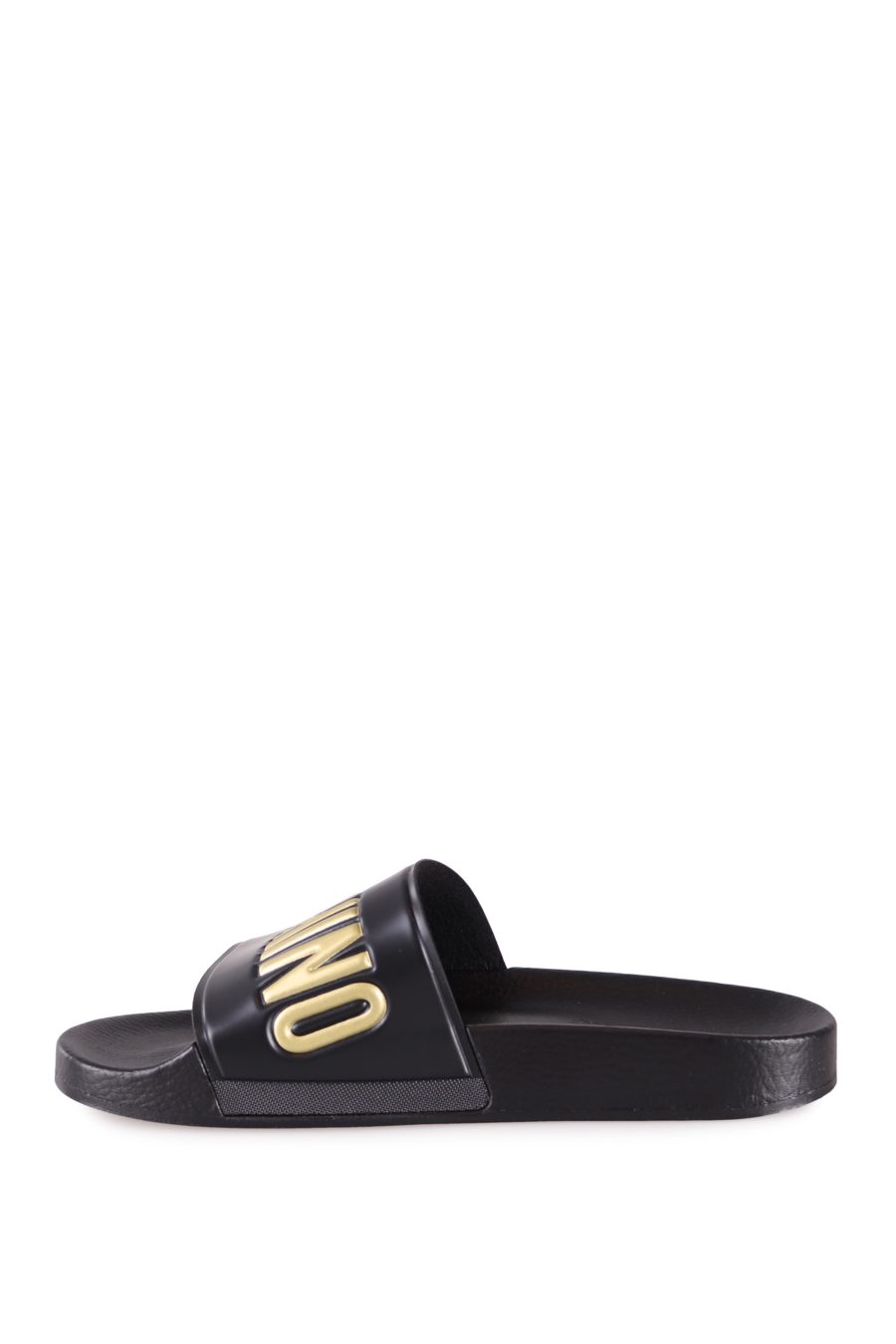 Moschino Couture tongs noires avec logo doré - b6878935f6969ce626fd212a91b35b5e4f174ab4