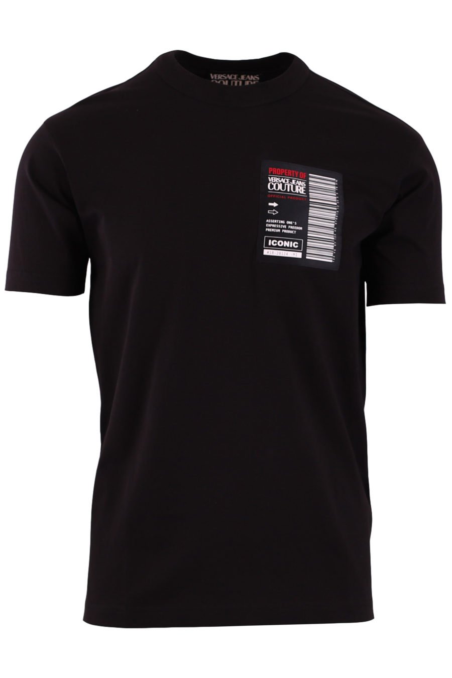 Camiseta negra con logo código de barras - 338ee3517824a309f66f9b2ad799344353a8c4c4