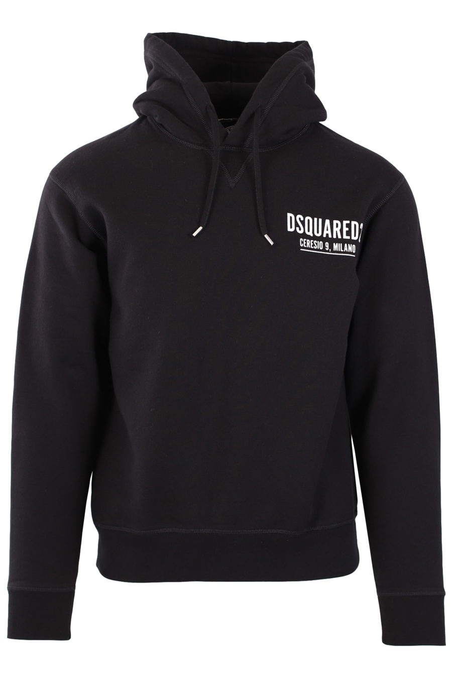 Black hooded sweatshirt with logo "Ceresio 9 Milano" - 396cd04909aae19cb765b3174f3ef00f8fc6b0cc
