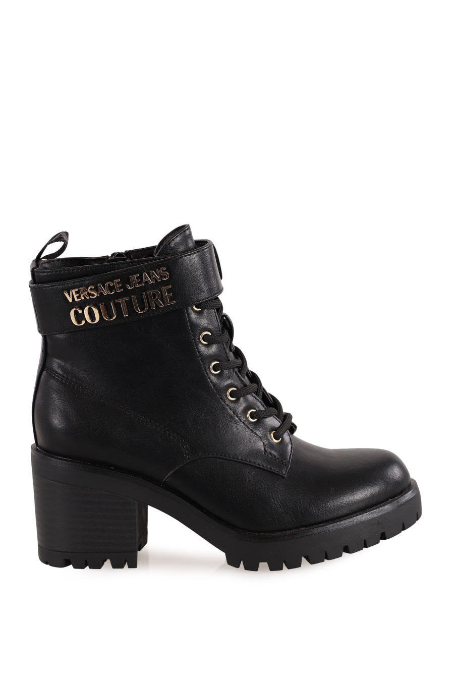 Black ankle boots with gold logo - IMG 0156