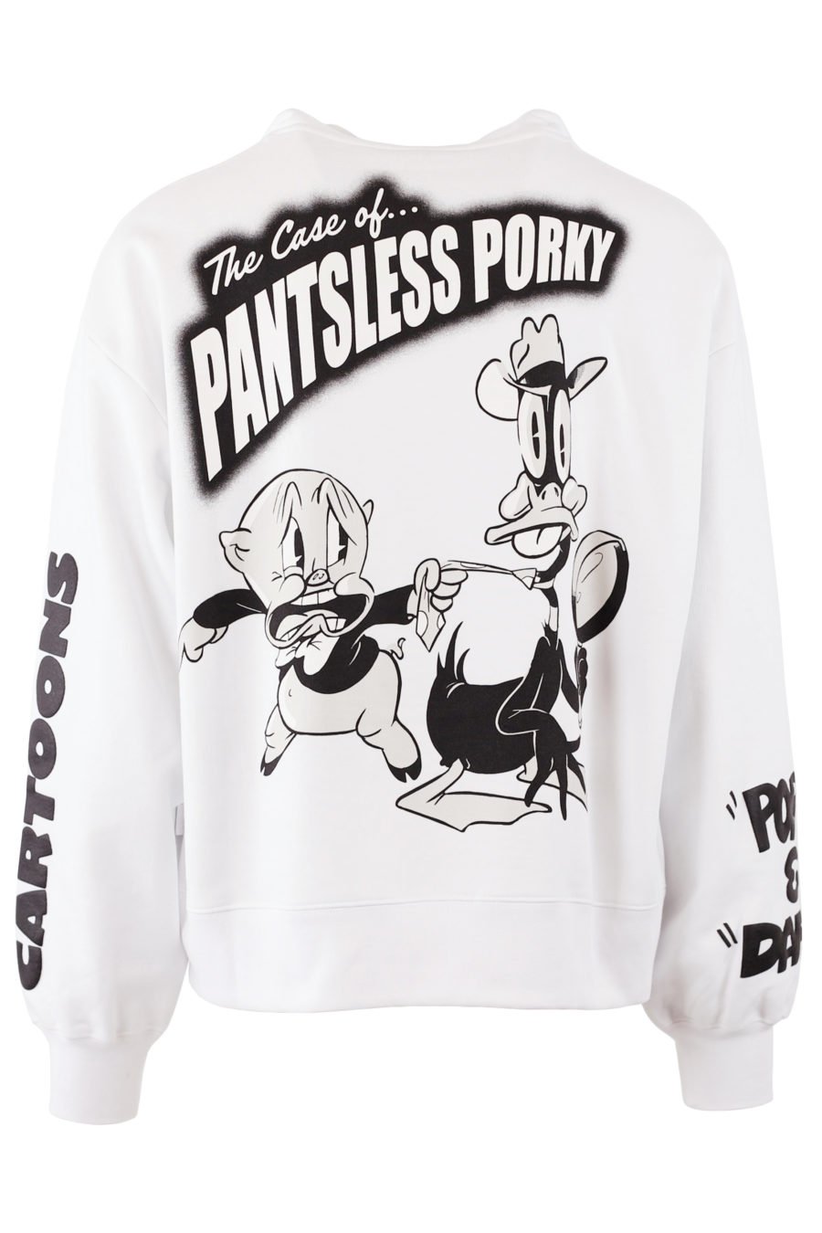 Weißes Kapuzensweatshirt mit Looney Tunes Grafikdruck - IMG 7678