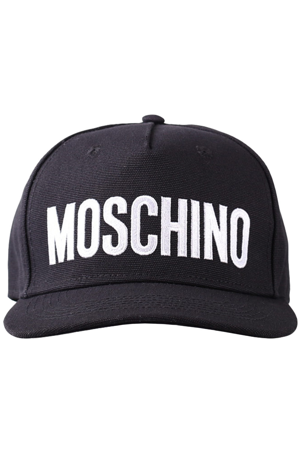 Moschino - Gorra negra con logo grande bordado blanco - BLS Fashion
