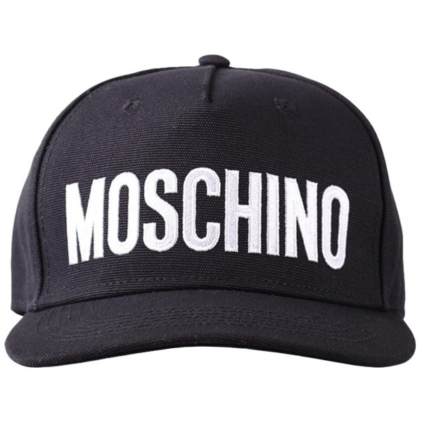 Moschino - Gorra negra con logo grande bordado blanco - BLS Fashion