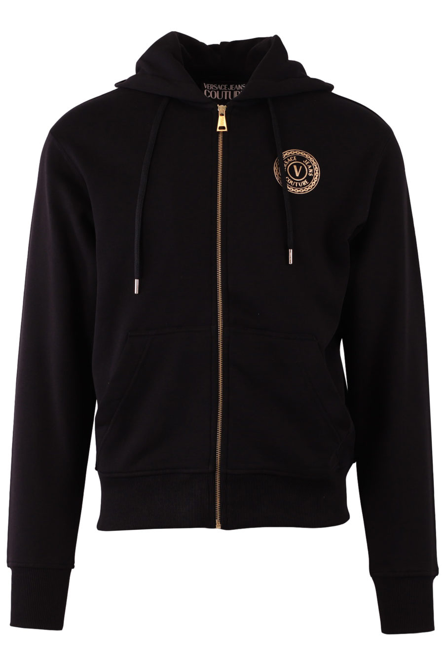 Black sweatshirt with zip and gold logo - e7253d4fb51b2af694d0425caf654ad5de1e5b92