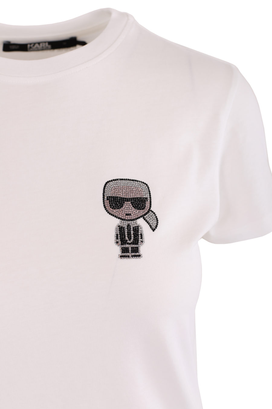 White T-shirt with shiny "Karl" - 20adb635bedb21462ffce05e766d14651e77d3e3e3
