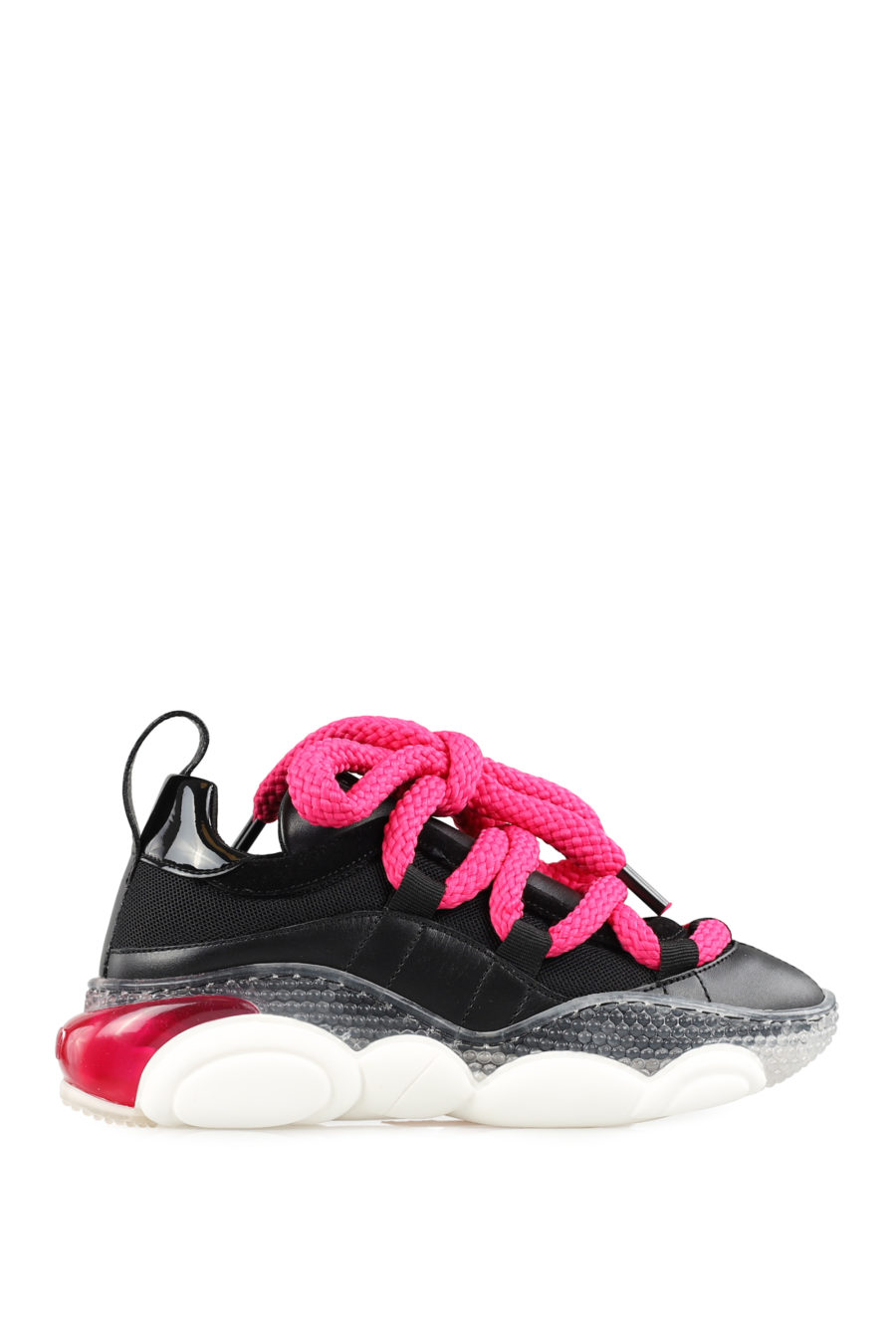 Zapatillas negras "BubbleTeddy" con maxicordones color rosa - 29896d02a09f560be252ee18e2765790542b3bd5