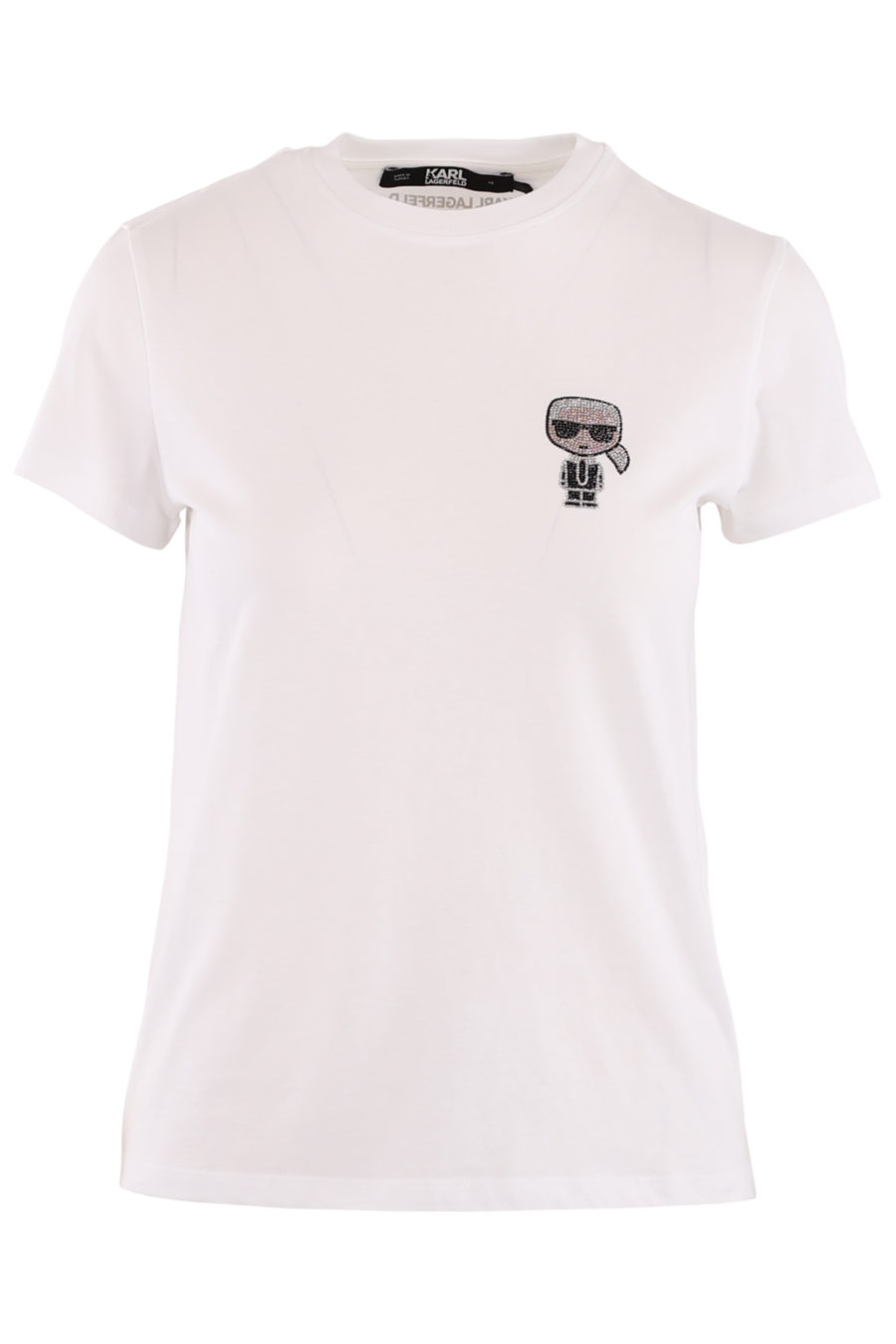 White T-shirt with shiny "Karl" - e177863d4d31940eb88fb68bf369d243f0151eef