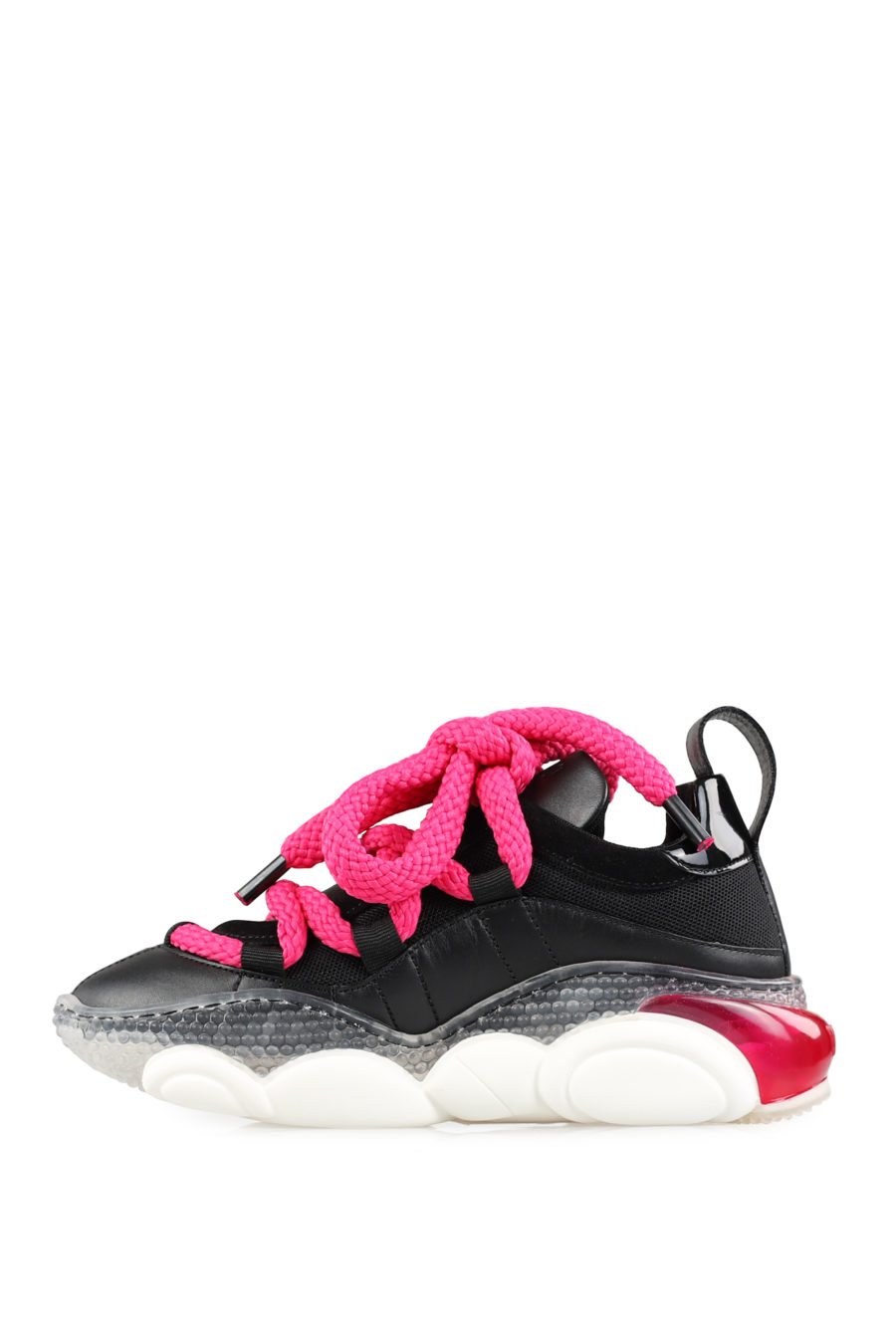 Zapatillas negras "BubbleTeddy" con maxicordones color rosa - f58ec529c2cf7c4286d52f4c0453b23ddc296a81
