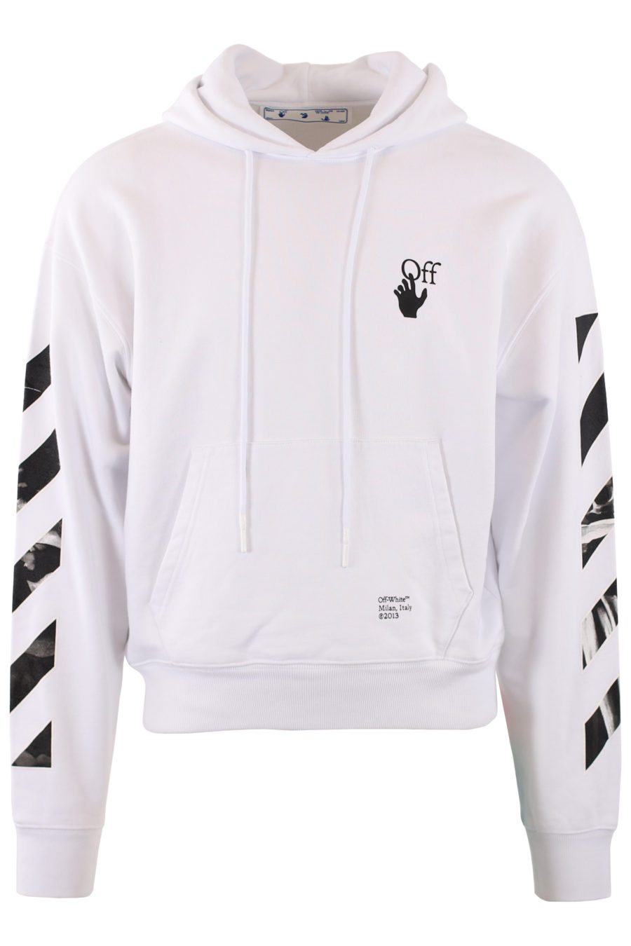 White hooded sweatshirt "Caravaggio Arrows" - IMG1 9249