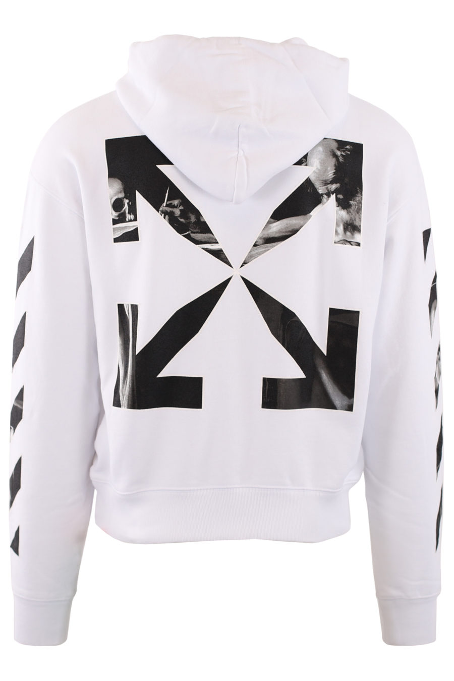 White hooded sweatshirt "Caravaggio Arrows" - IMG1 9254