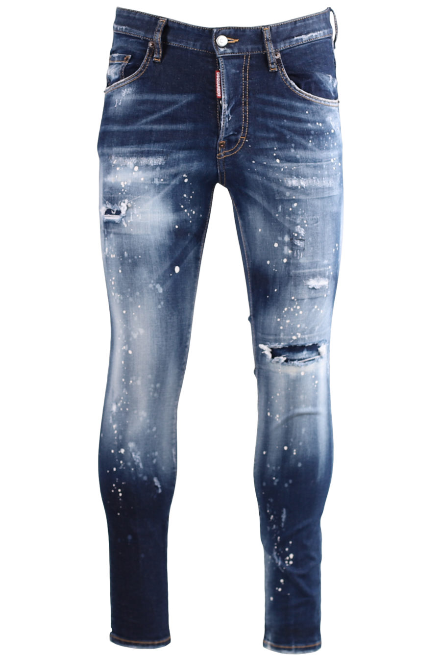 Blaue "Skater"-Jeans mit weißer Farbe - IMG 7259
