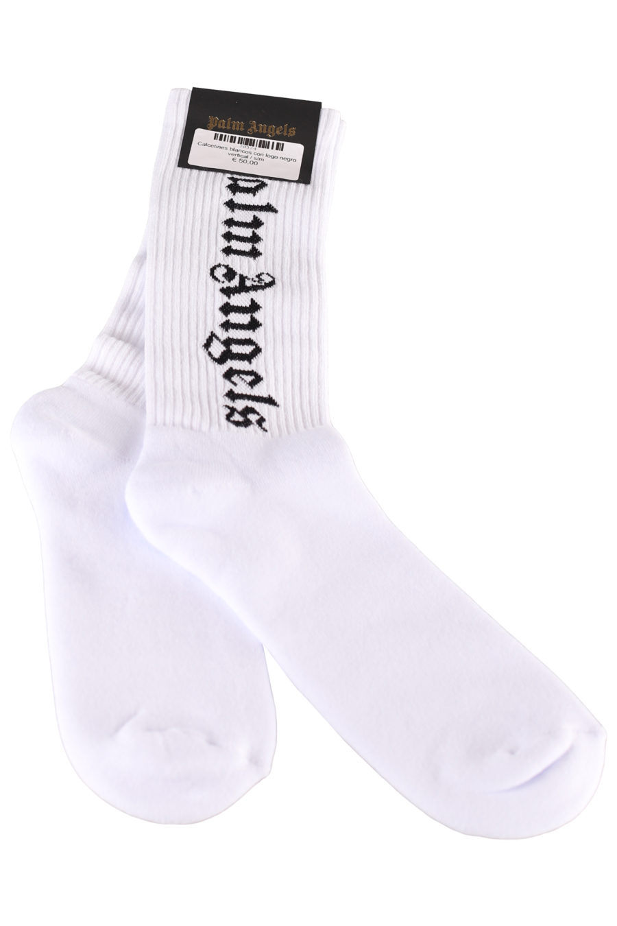 Calcetines blancos con logo negro vertical - IMG 7346