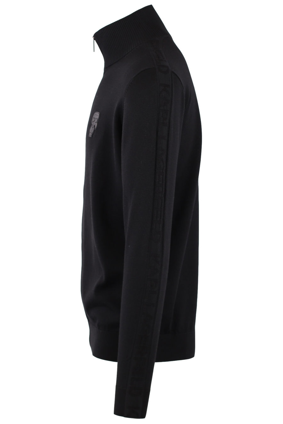 Camisola preta com fecho de correr e logótipo "Karl" em borracha - IMG 9155