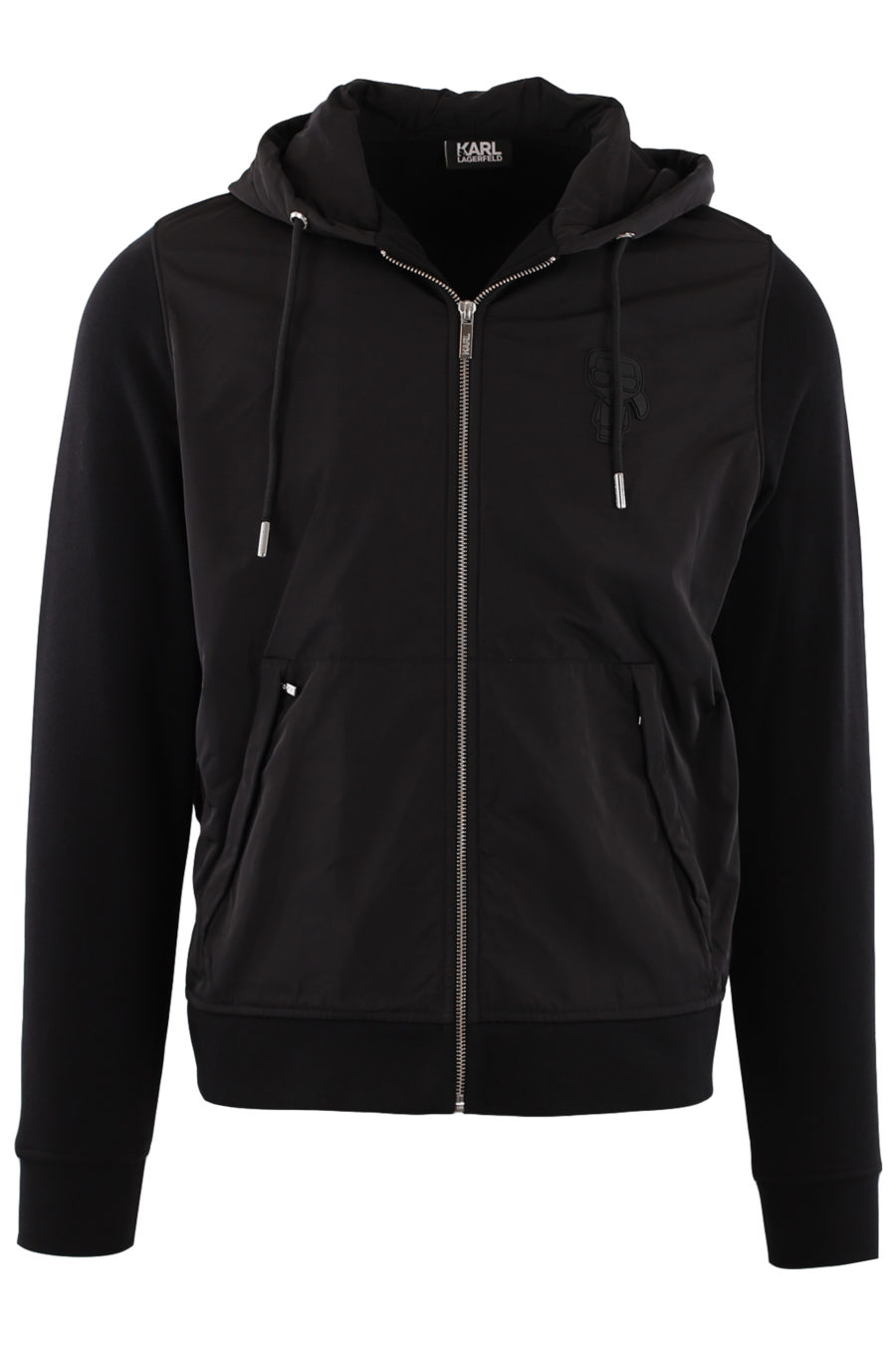 Black waterproof hooded jacket mix with rubberised "Karl" logo - IMG 9175