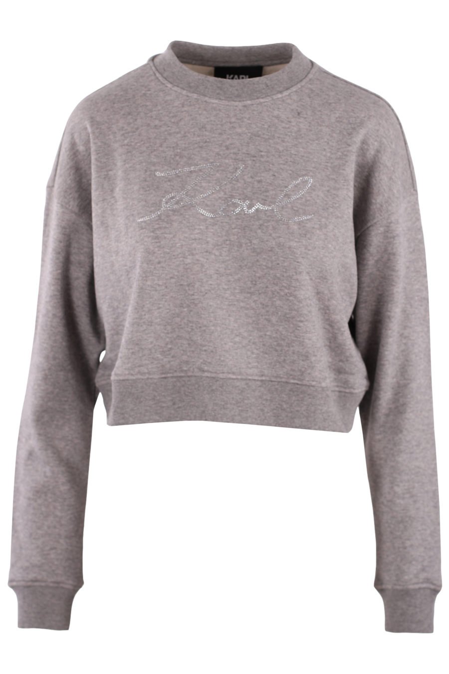 Grey short sweatshirt with crystals logo - IMG 9550