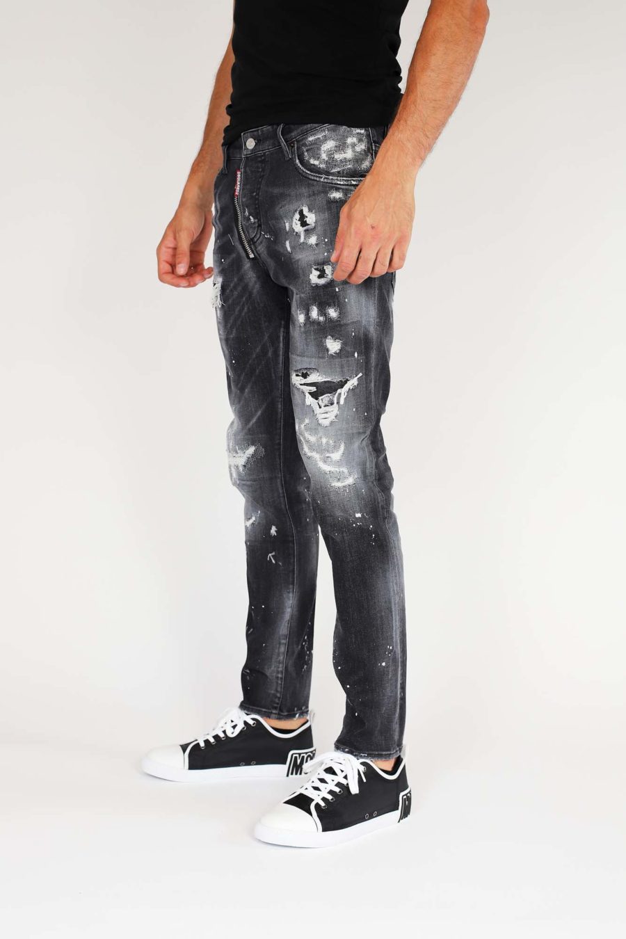 Pantalon skater en jean noir milano avec fermeture éclair - IMG 9844