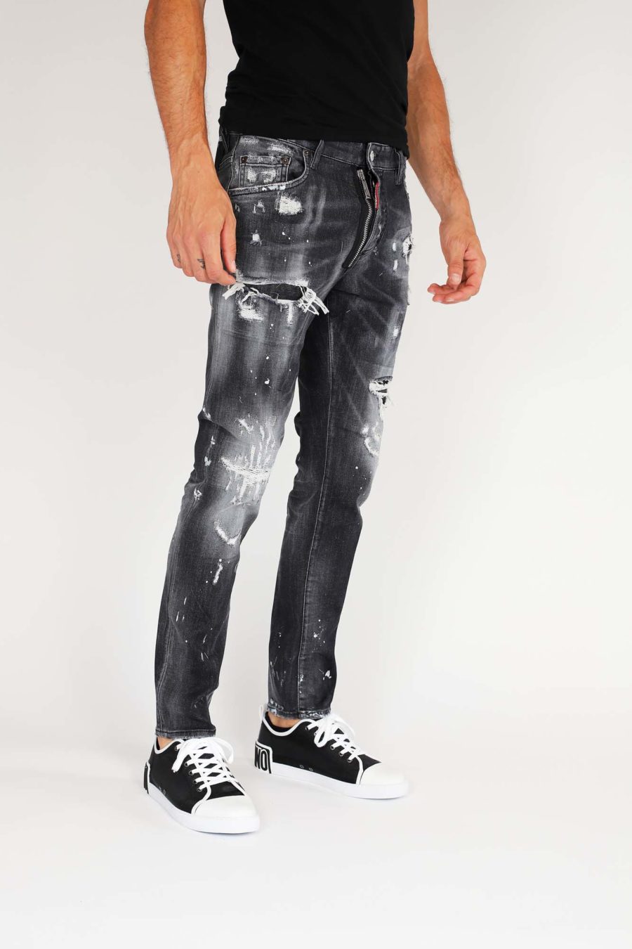 Pantalon skater en jean noir milano avec fermeture éclair - IMG 9845