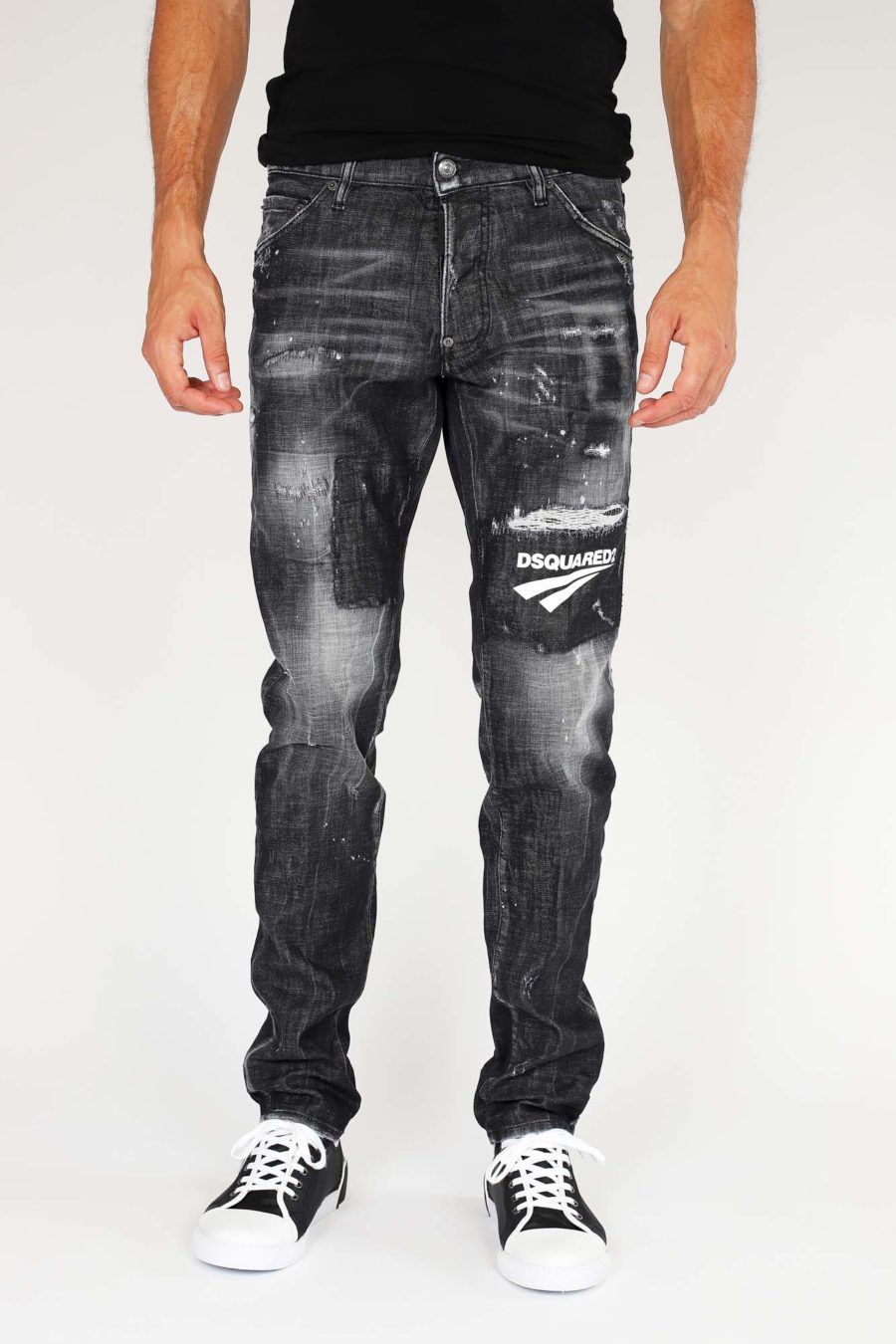 Pantalón cool guy jean negro con logo - IMG 9882