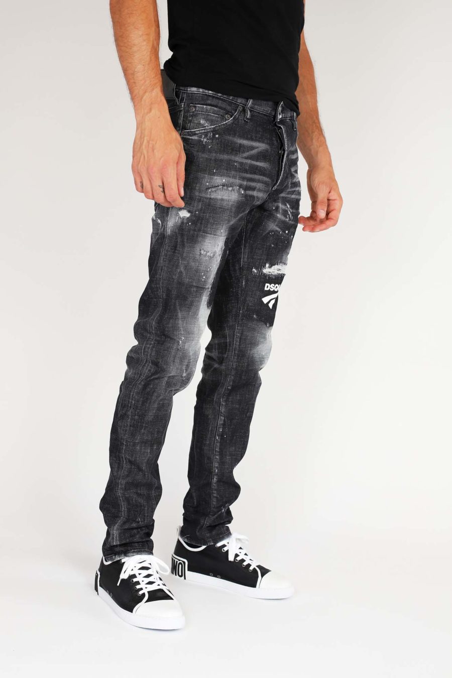 Pantalón cool guy jean negro con logo - IMG 9884