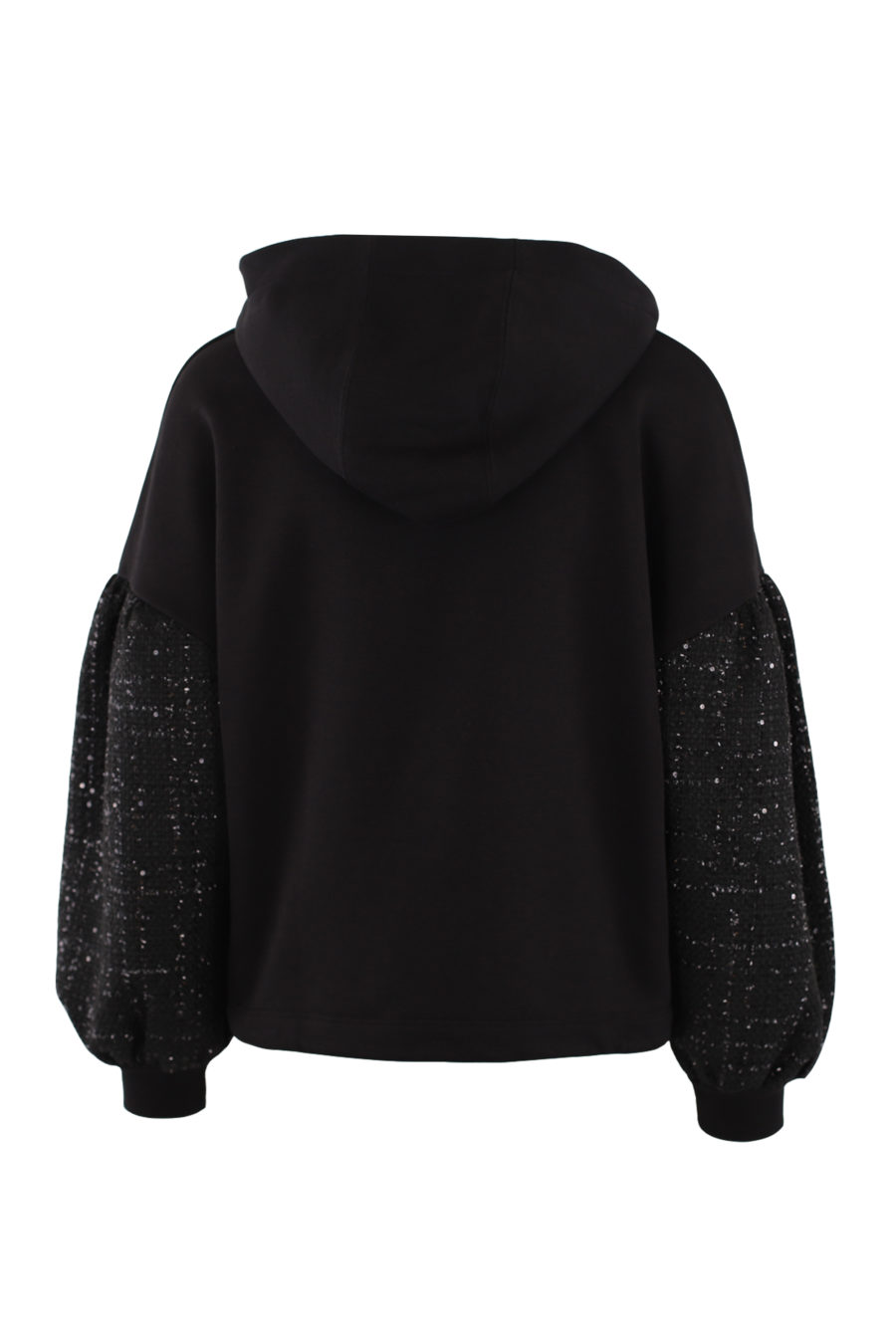 Black bouclé sweatshirt with hood - IMG 0428