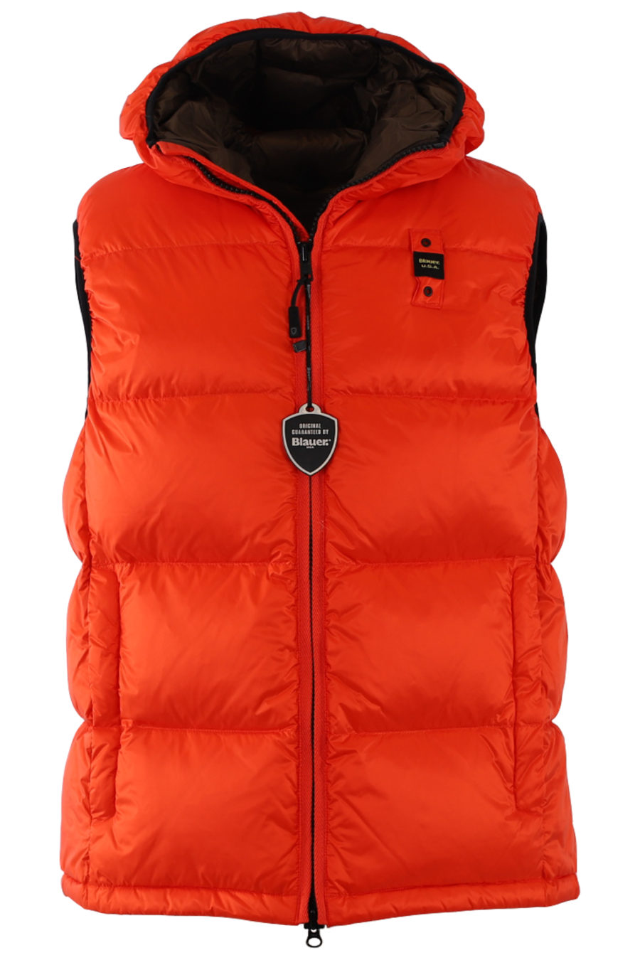 Orange quilted waistcoat with hood - IMG 0487