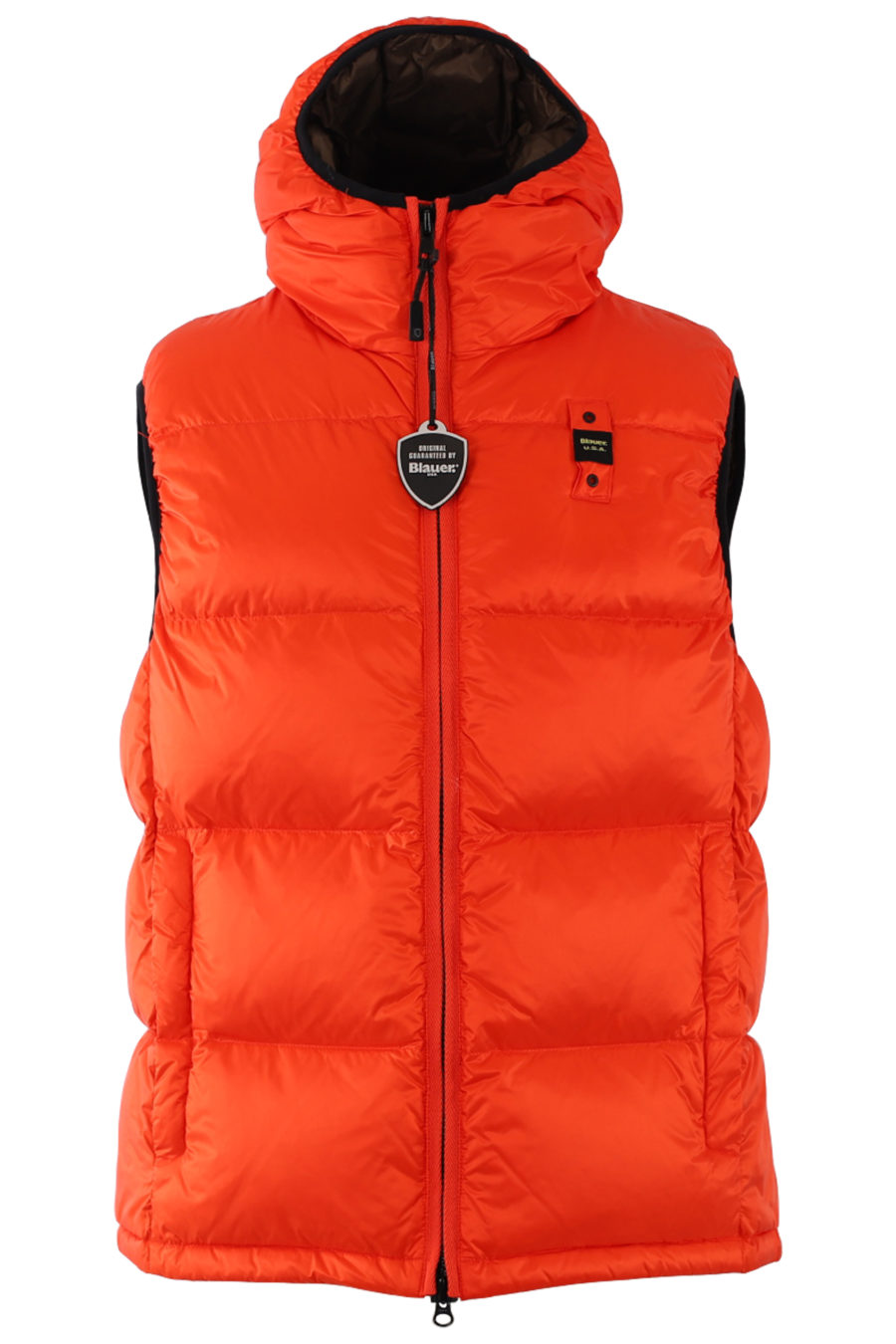 Orange quilted waistcoat with hood - IMG 0489