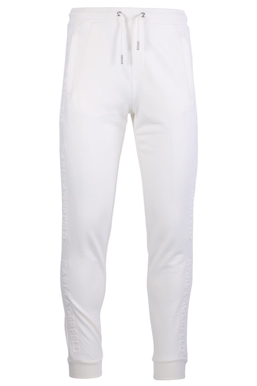 Pantalón de chándal blanco con logotipo en relieve - IMG 0618