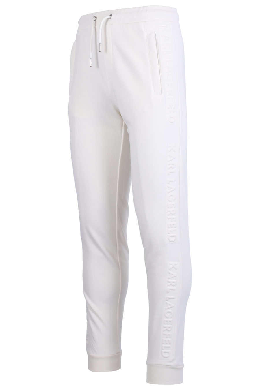 Pantalón de chándal blanco con logotipo en relieve - IMG 0620