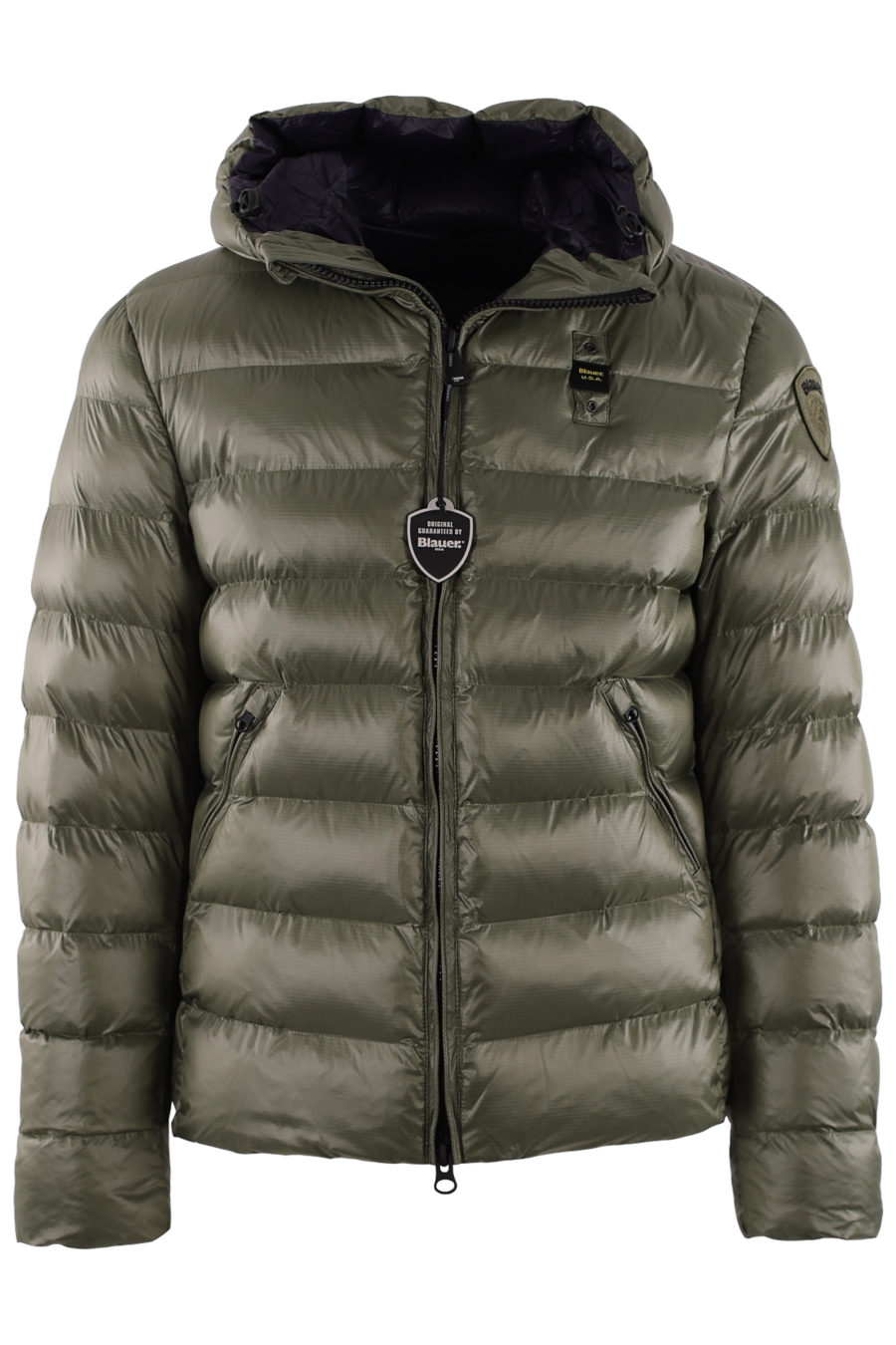 Green quilted down jacket with ecological filling - IMG 9379