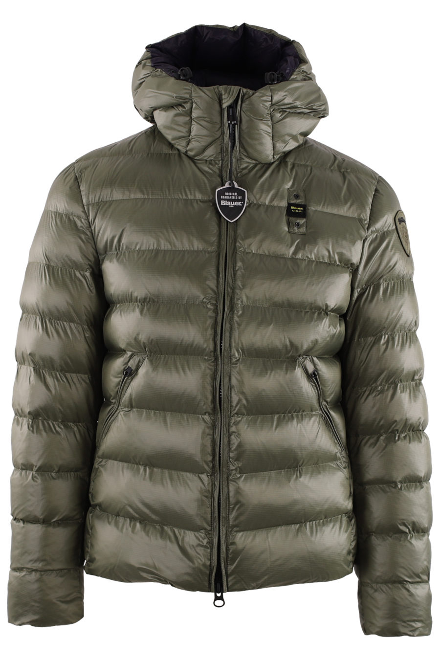 Green quilted down jacket with ecological filling - IMG 9382