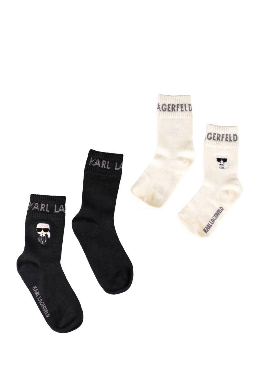 Pack de dos calcetines blancos y negros con "Karl" y "Choupette" - IMG 9646