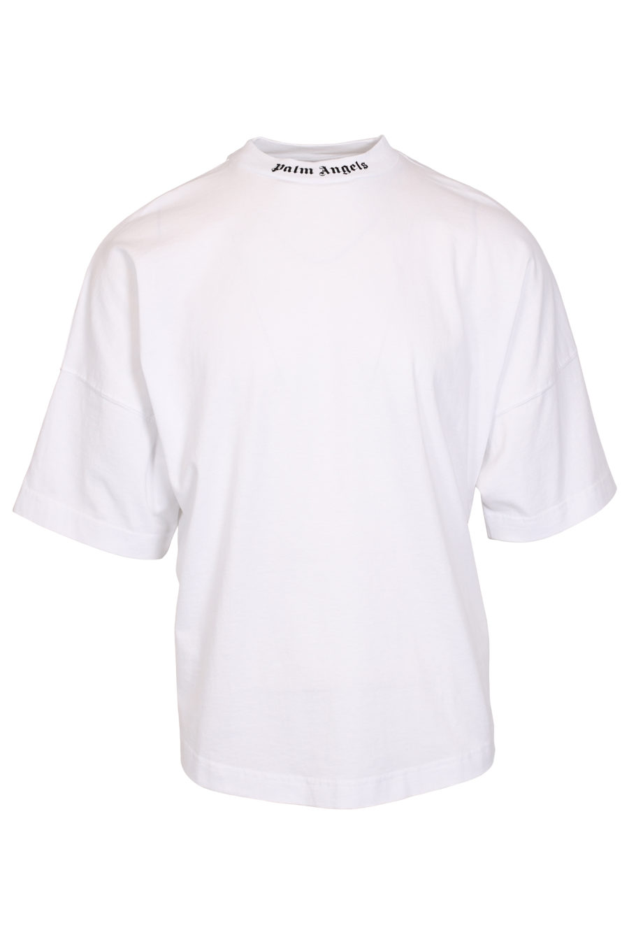 White oversize T-shirt with logo on the collar - IMG 1032